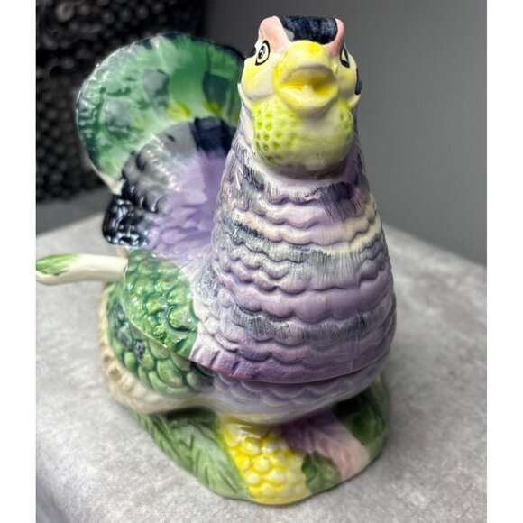 Turkey Gravy Boat with Lid & Spoon Ceramic Vintage - Picture 3 of 16